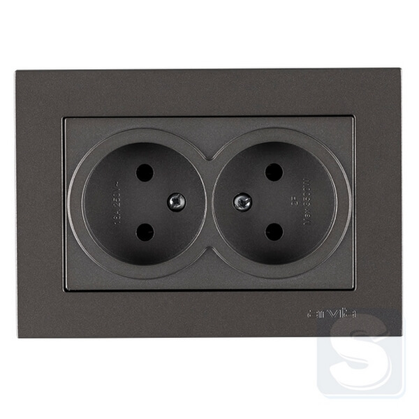 Розетка подвійна без заземлення 16A/220V Arvia Electric KAREN Антрацит (20 06 2000 908)